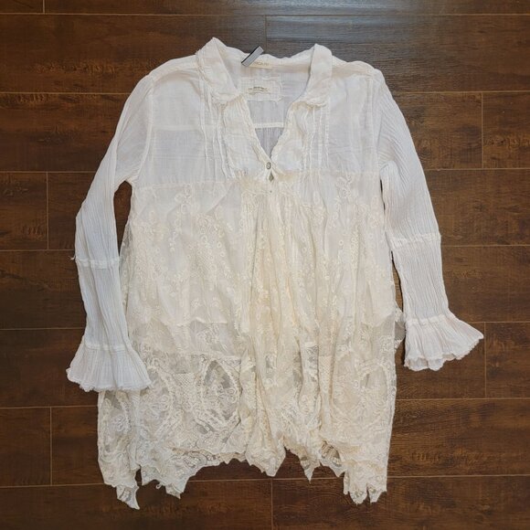 Free People x Tricia Fix Blouse Women S Boho Chic Whimsical Renaissance Medieval - Picture 3 of 8